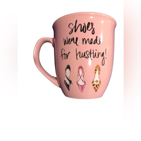 Pink ceramic ‘shoes were made for hustling’ printed coffee‎ mug cup new - Picture 1 of 11